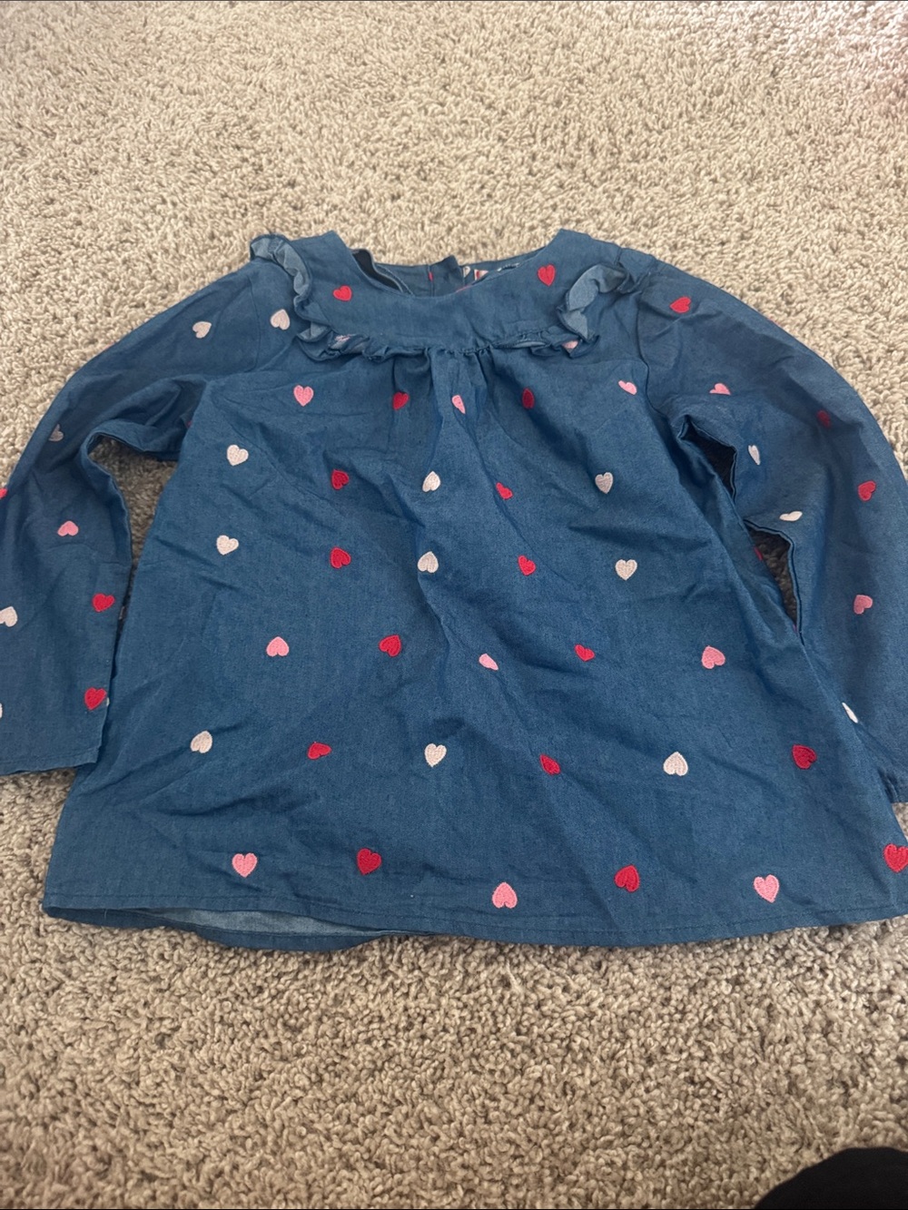 Copper Key Blue Long-Sleeve Heart Print Top
